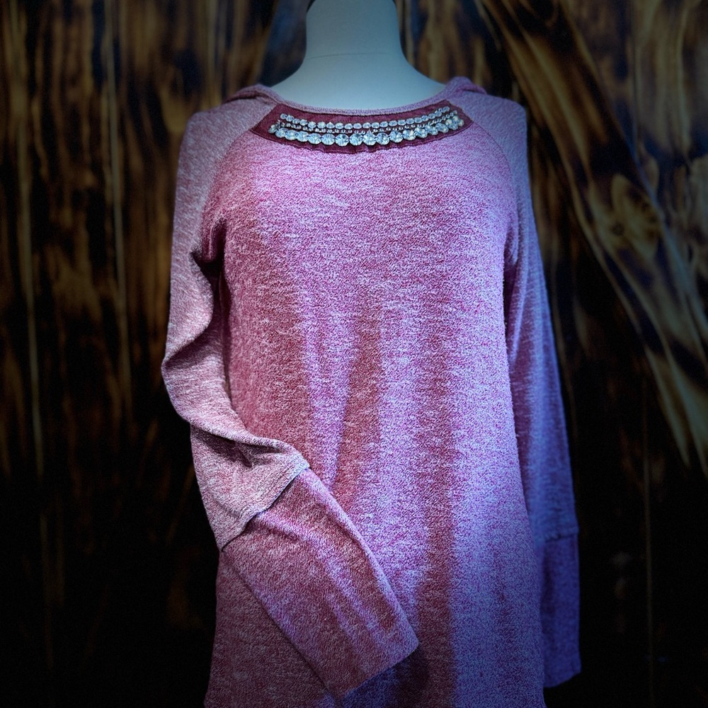 Daytrip Maroon Top with Crystal Accents Girls size XL